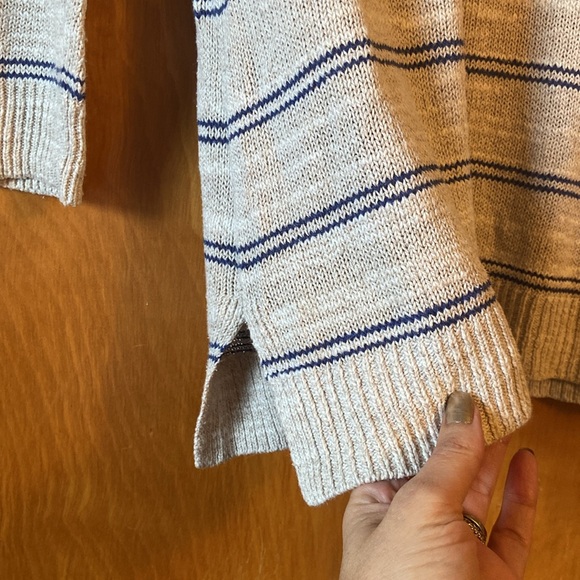 Madewell Cabin Stripe Natural & Navy Linen Silk Sweater Size M - Picture 6 of 12